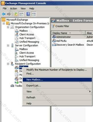 Exchange Server Room Mailbox Oluşturulması - ÇözümPark