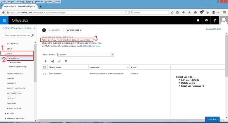 2015 Azure AD Connect kurulum laboratuvarı – ekran 2