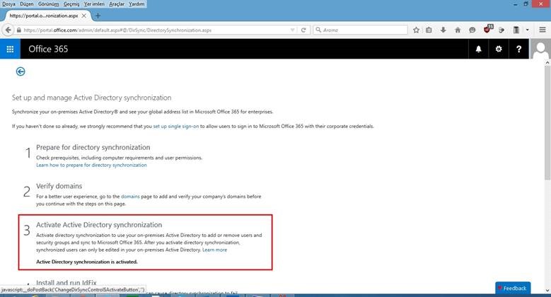 2015 Azure AD Connect kurulum laboratuvarı – ekran 5