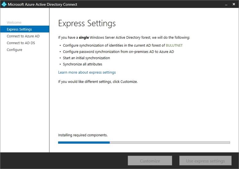 2015 Azure AD Connect kurulum laboratuvarı – ekran 10