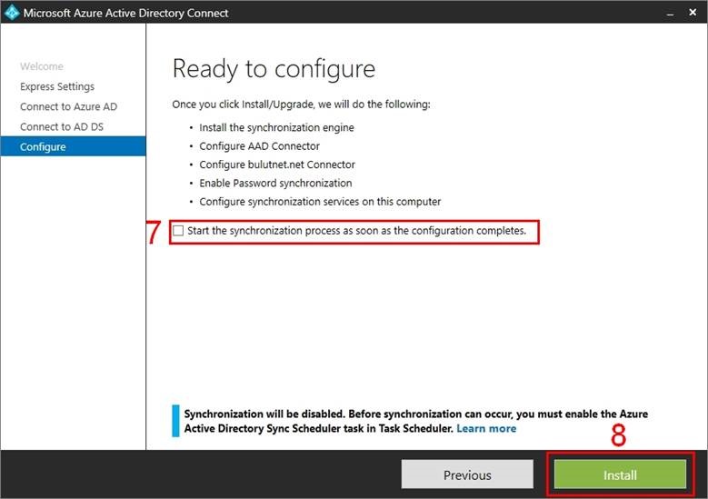 2015 Azure AD Connect kurulum laboratuvarı – ekran 13