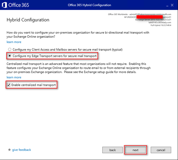 enable centralized mail transport