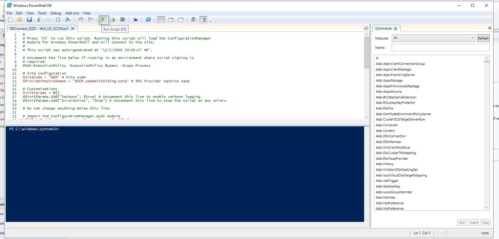 Powershell ISE'yi SCCM Ortamına Bağlama İşlemleri - ÇözümPark