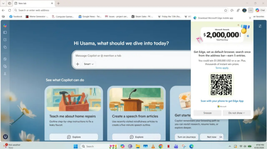 Microsoft Edge Kullanıcılarına 1 Milyon Dolar Nakit Veya Lüks Otomobil Kazanma Şansı Sunuyor
