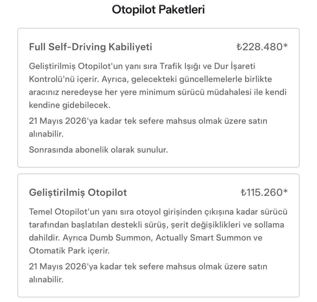 Tesla Türkiye'de Otonom Sürüşte Yeni Dönem: Tek Seferlik Satışlar Sona Eriyor