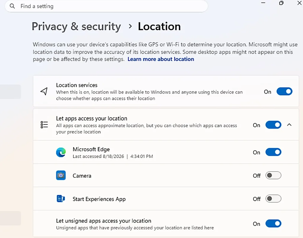 Microsoft Windows 11 Uygulamaları İçin Yeni Gizlilik Kontrollerini Test Ediyor