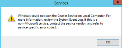 cluster error cluster error